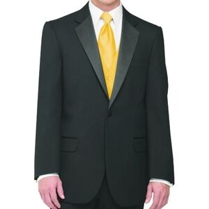 Giorgio Patrino Mens Satin Tuxedo Jacket Wool Size 40L Black